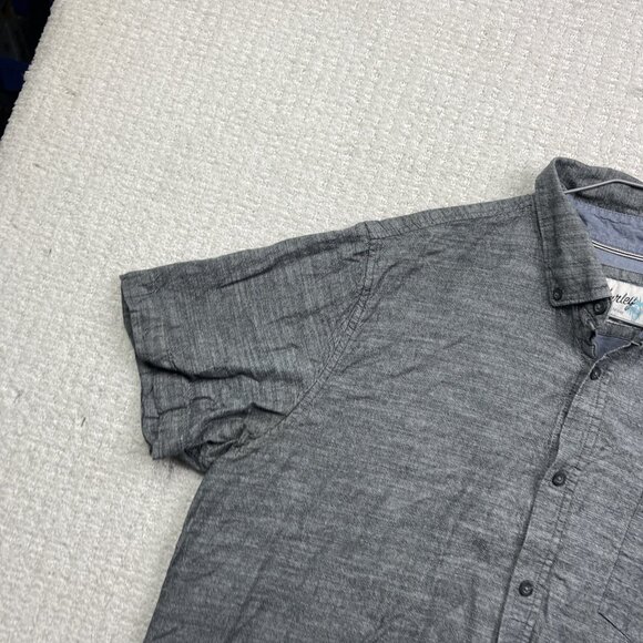 Hurley Shirt Mens Grey Summer Button Down Short Sleeve Collared Size XL Beach - Picture 2 of 14